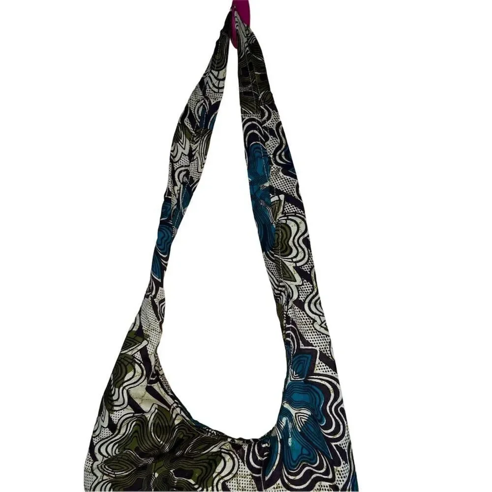 Boho Floral Handmade Crossbody Hobo Bag Multicolor made in Uganda